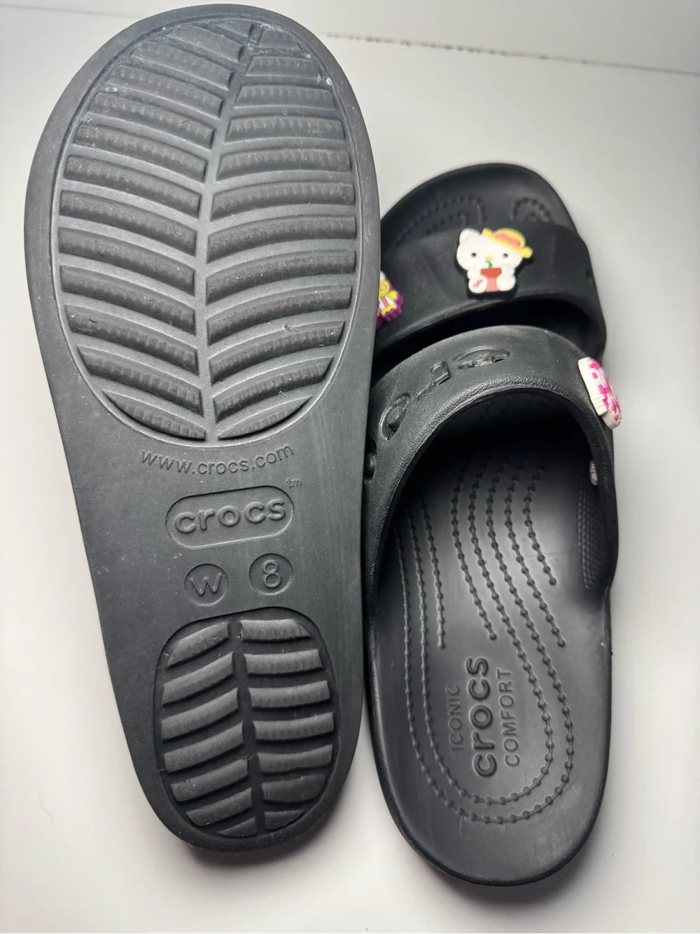 CROCS Black Slide Sandals with Charms